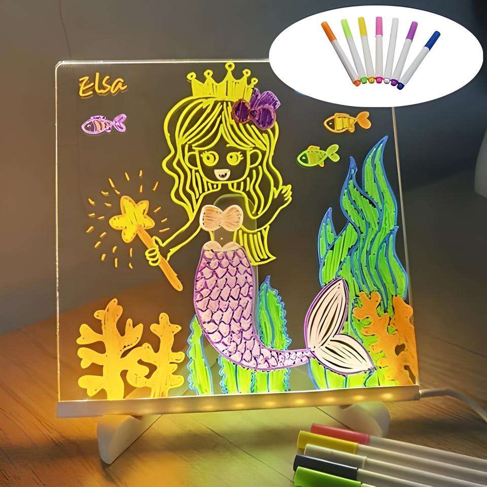 Magische LED-Zeichentafel mit 7 Leuchtstiften